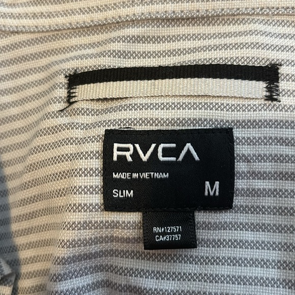 RVCA men’s gray striped long sleeve button down shirt size medium - Picture 6 of 7